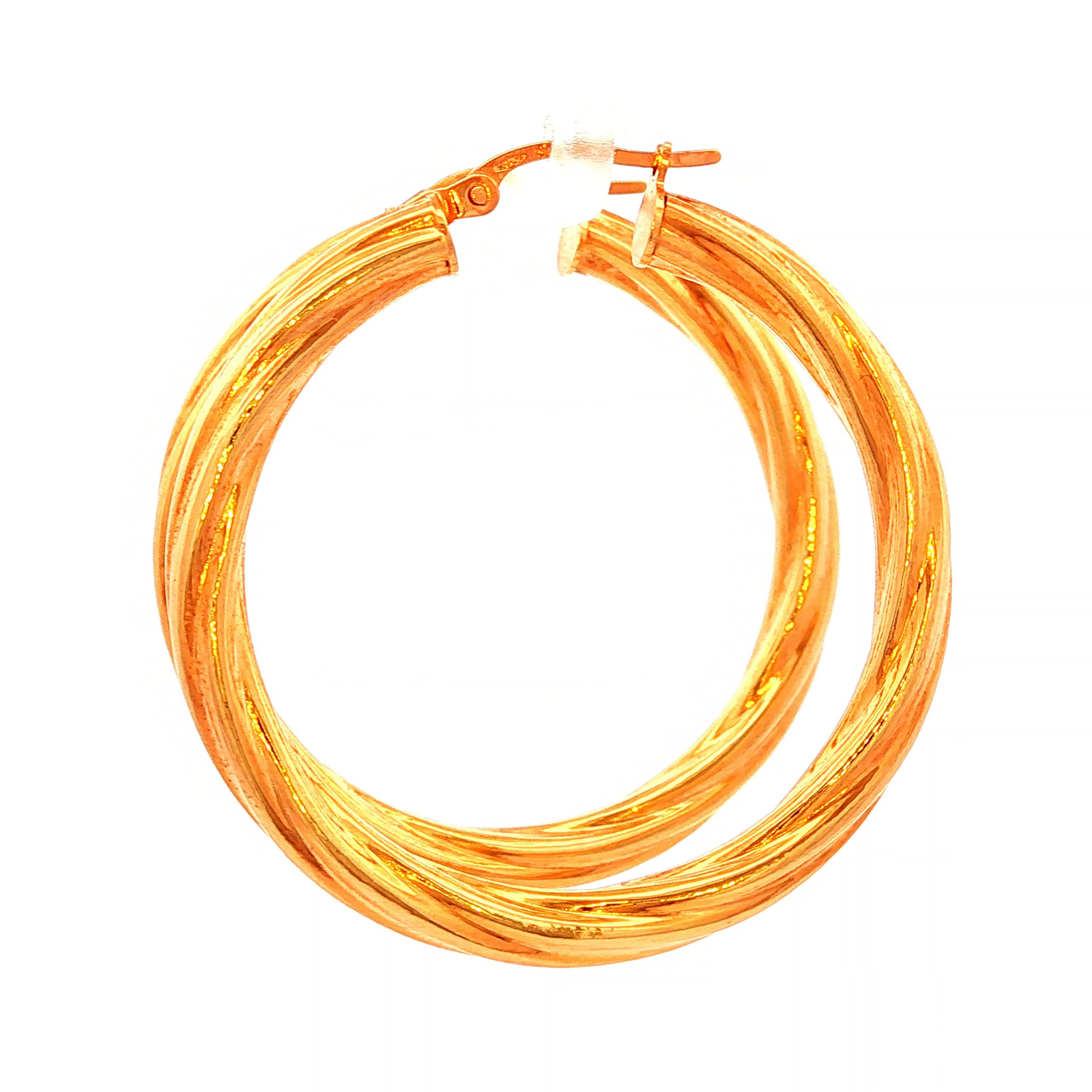 Twisted Hollow Hoop Earrings in Yellow Gold