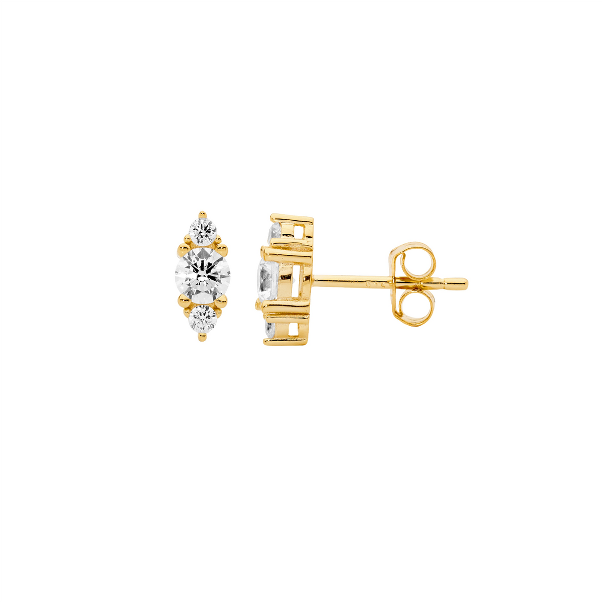 Ellani SS 3X WH CZ Stud Earrings
