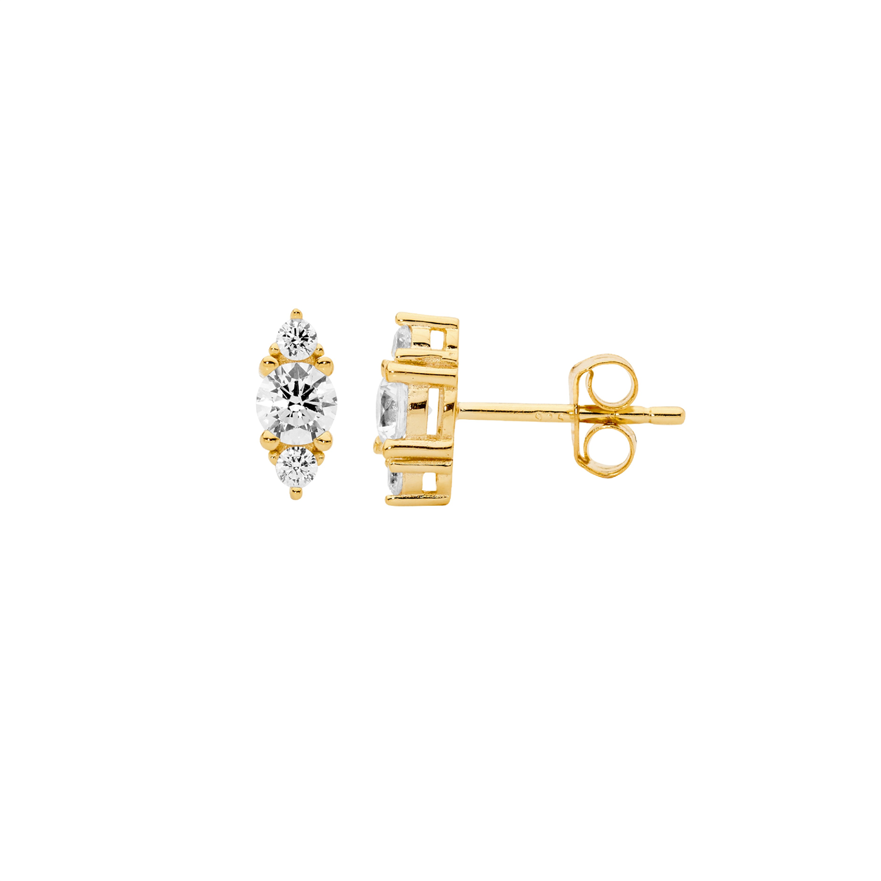 Ellani SS 3X WH CZ Stud Earrings