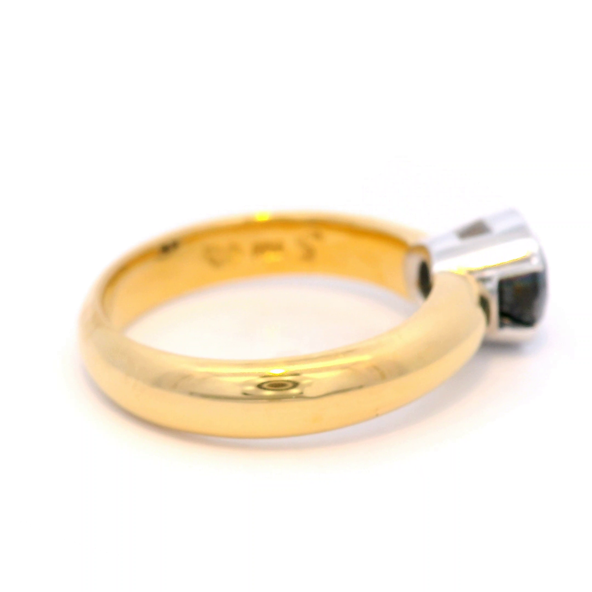 Black Diamond Solitaire Dress Ring in Yellow Gold