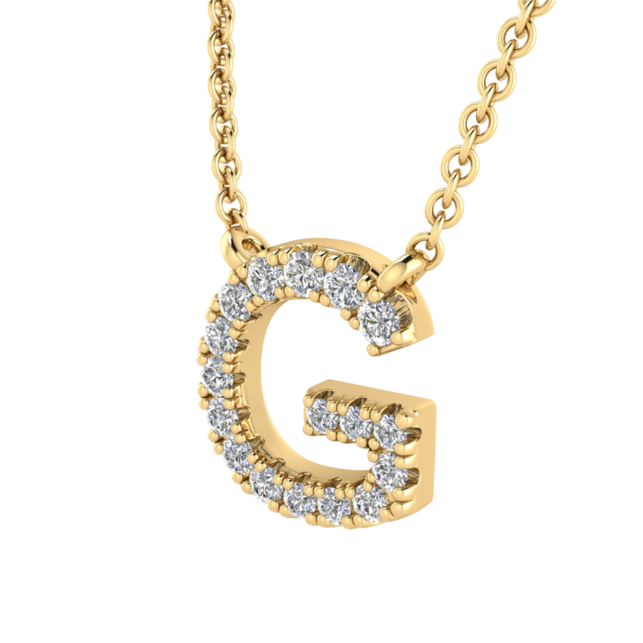 Diamond Set "S" Initial Necklace in 9 carat Yellow Gold