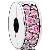 Pink Shining Elegance Silver Spacer Clip w Pink CZ