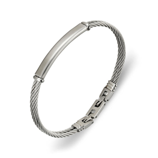 Blaze Stainless Steel 6Mm Wire Bracelet With Engravable Plate