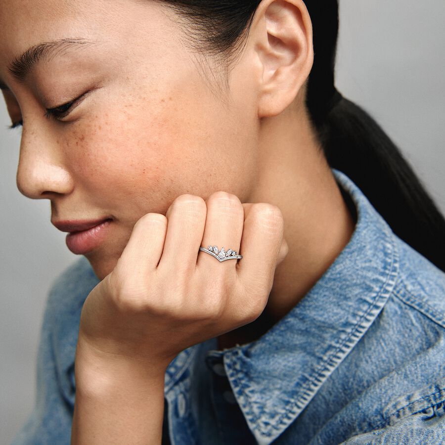 Sparkling Pear & Marquise Wishbone Ring