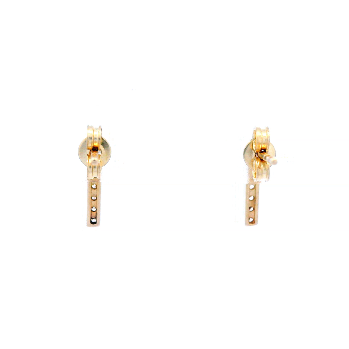 Yellow Gold Bar Earrings with Cubic Zirconia
