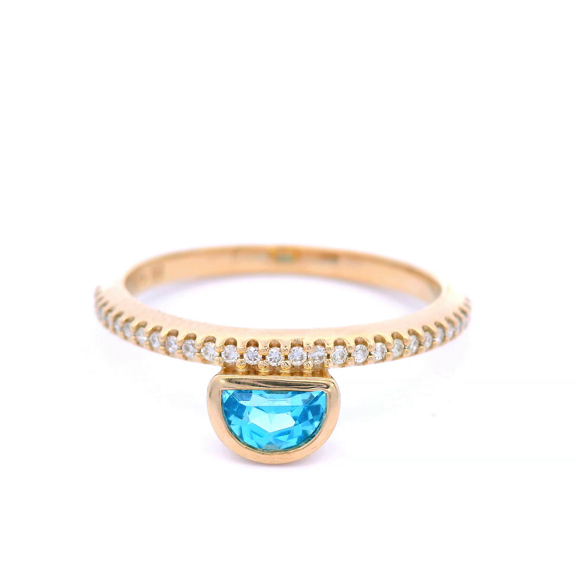 Diamond and Blue Topaz Dress Ring in Yellow Gold