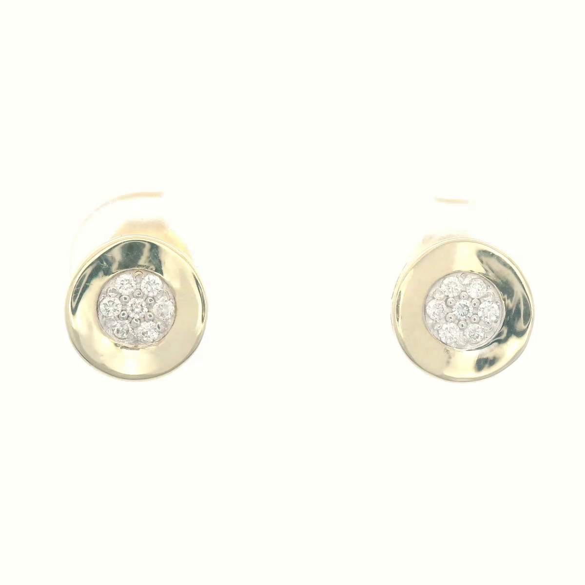 Circle Diamond Set in 9ct Yellow Gold Stud Earrings