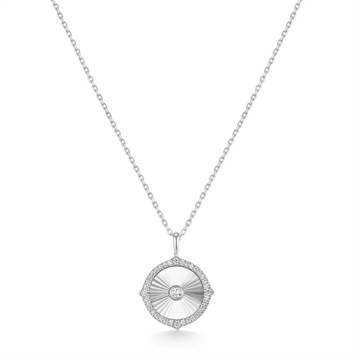 Ania Haie Silver Diamond-Cut Sunny Disc Necklace
