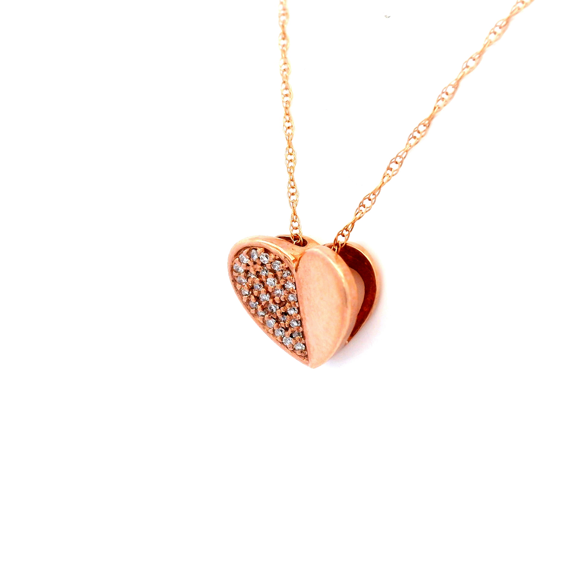 Diamond Heart Pendant in 9 Carat Rose Gold