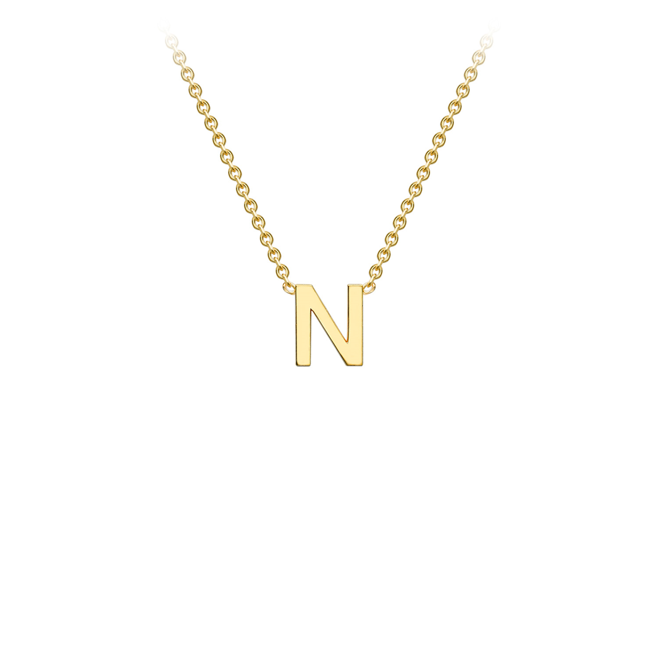 9ct Yellow Gold Petite Initial Necklace - N