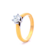 Round Brilliant Cut Diamond Set in 6 Claw Yellow Gold