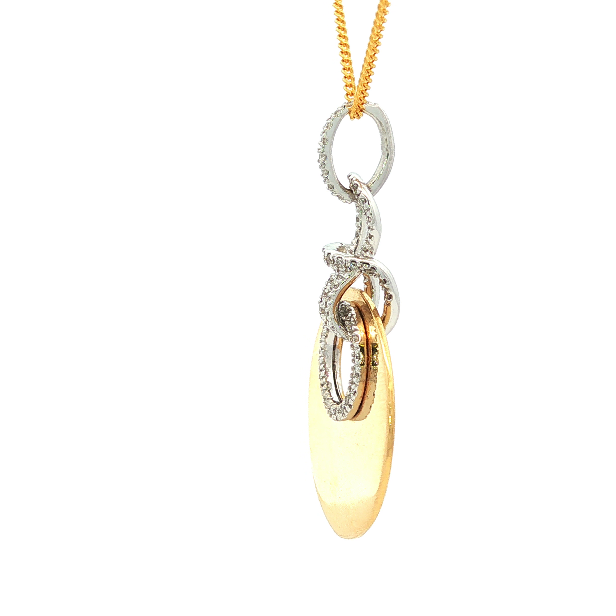 Yellow Gold Charm Necklace with Round Brilliant Diamond Pendant