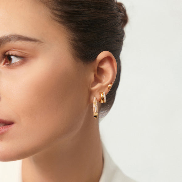 Ania Haie Gold Pavé Double Huggie Hoop Earrings