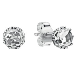 Clear Sparkling Crown Silver Studs w Clear CZ