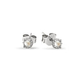 Sterling Silver Bead Framed Pearl Stud Earrings