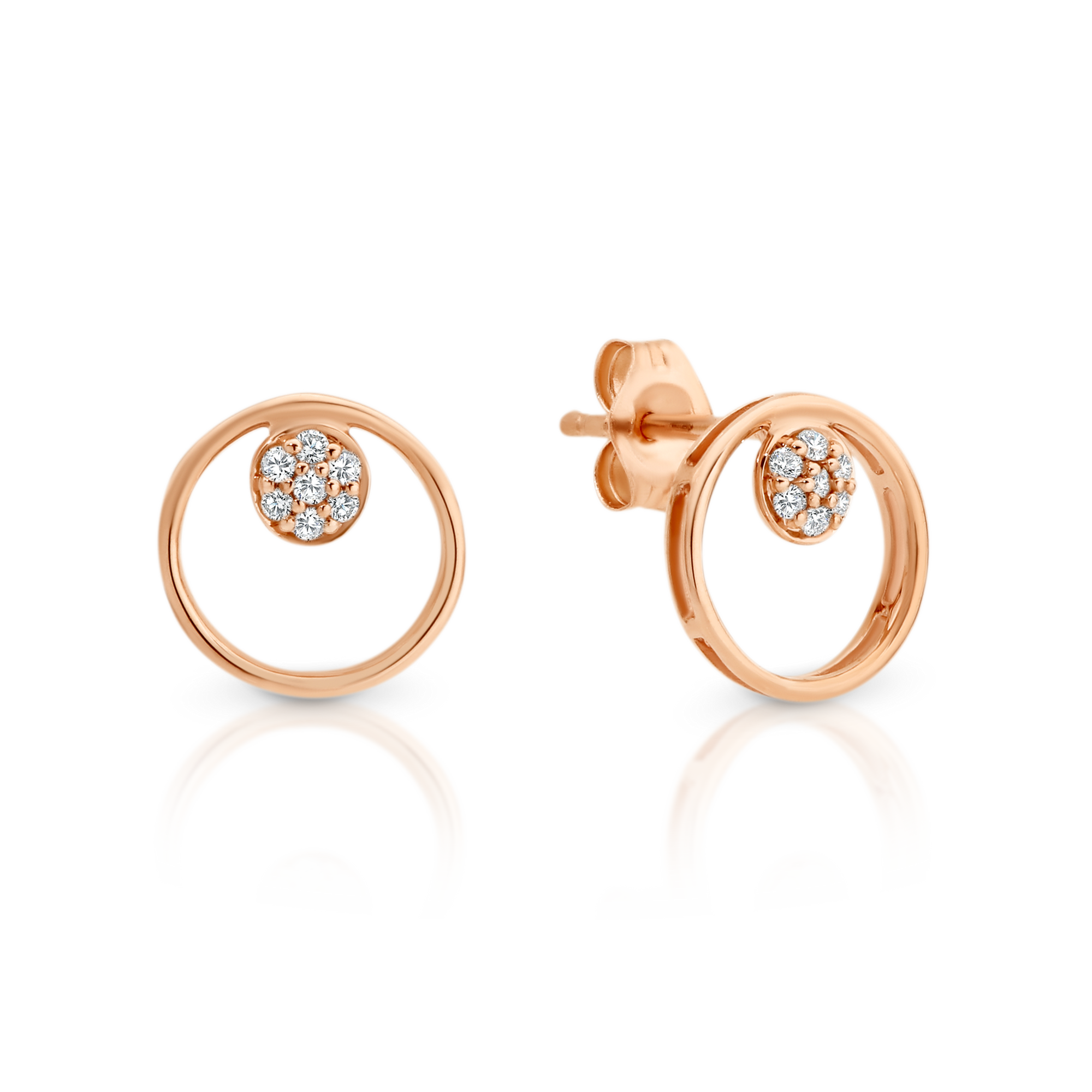 9ct Rose Gold Diamond Circle Earrings