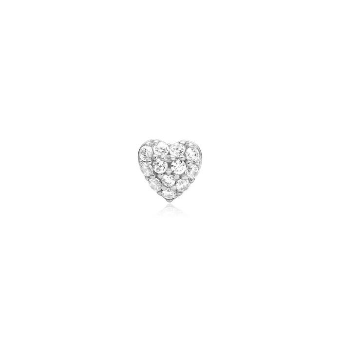 #5A EAR SIL PAVÉ HEART SINGLE BARBELL ER