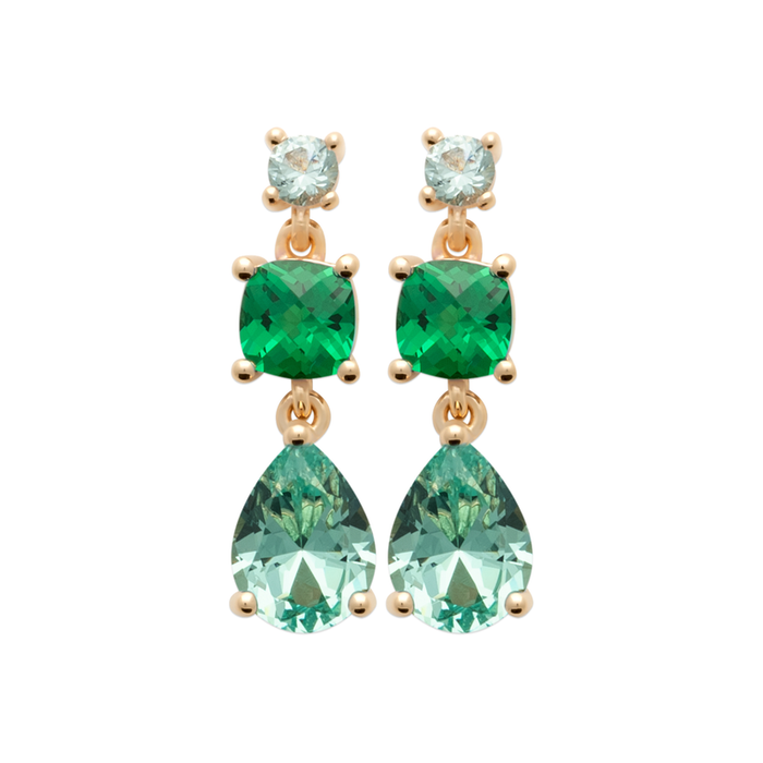 Green RBC/Cush/Pear Drop Stud Earrings