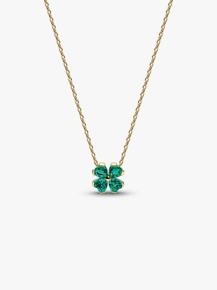 Pandora Green Lucky Clover Pendant Necklace