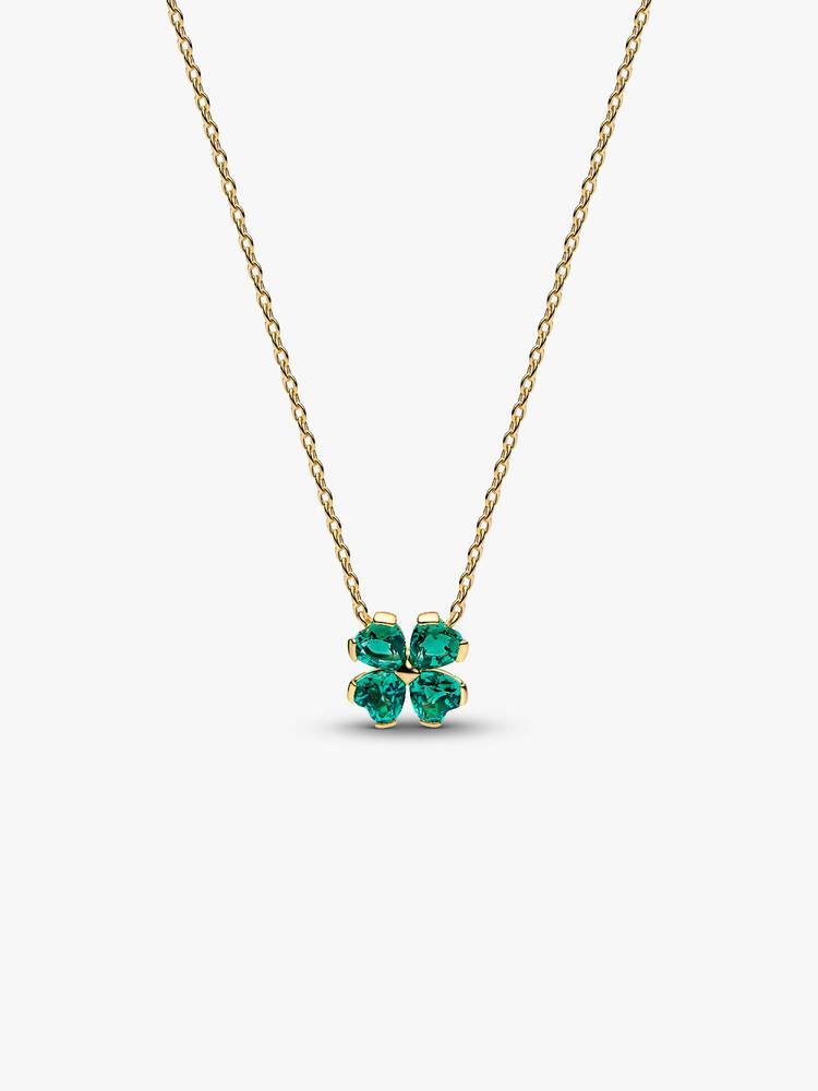 Pandora Green Lucky Clover Pendant Necklace