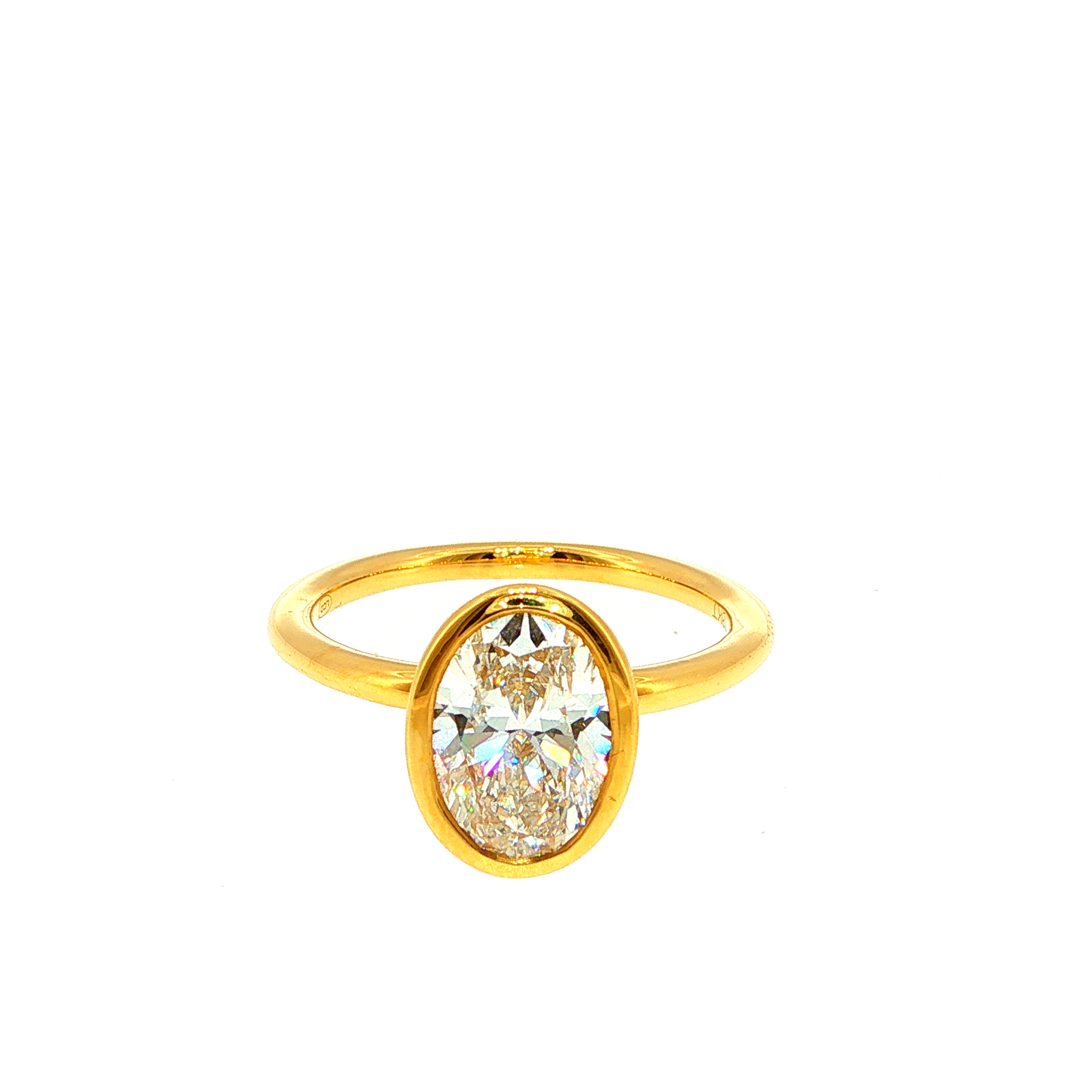 Oval Bezel Solitaire Ring in Yellow Gold