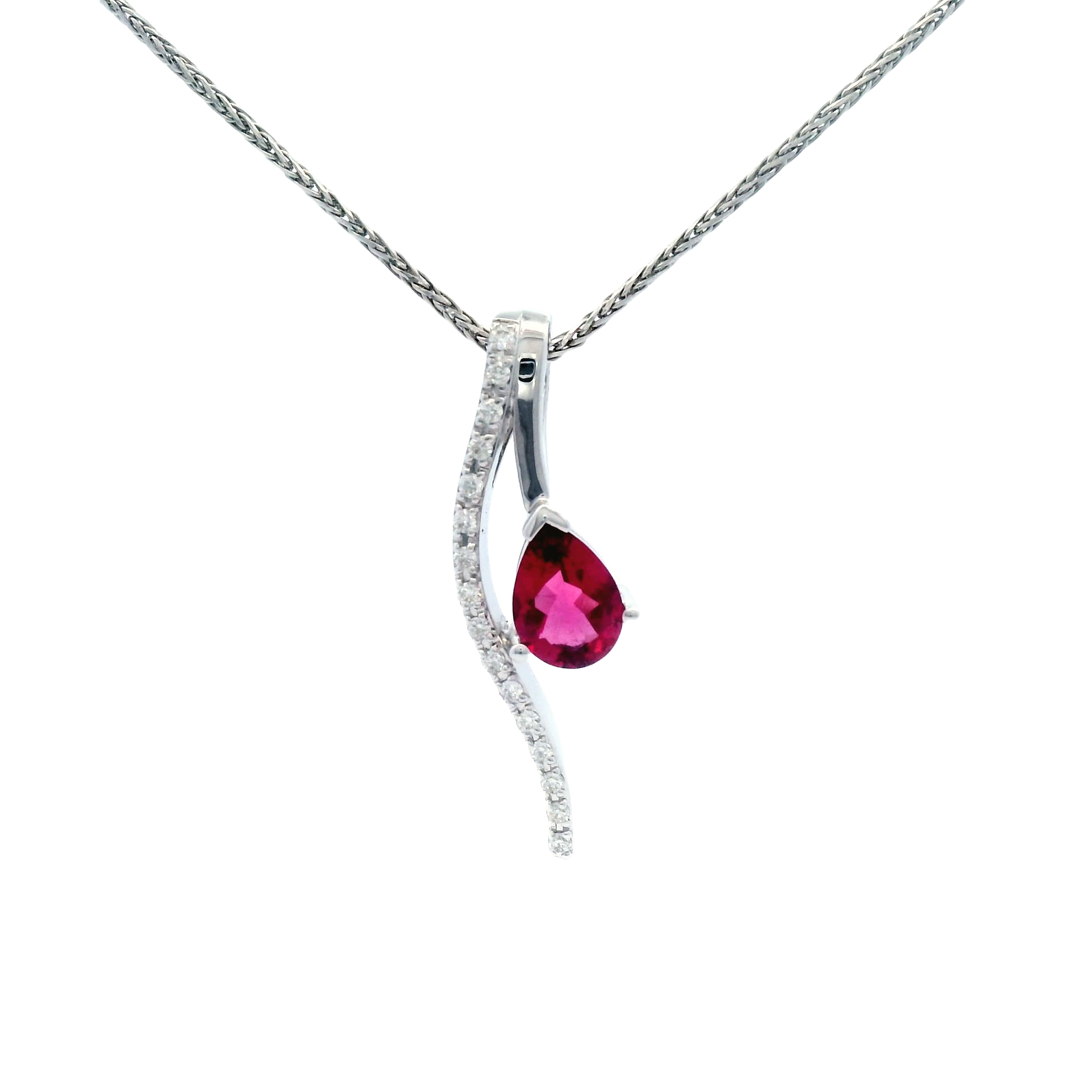 Pink Tourmaline Pendant Set in White Gold