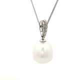 White South Sea Pearl and Diamond Pendant in White Gold