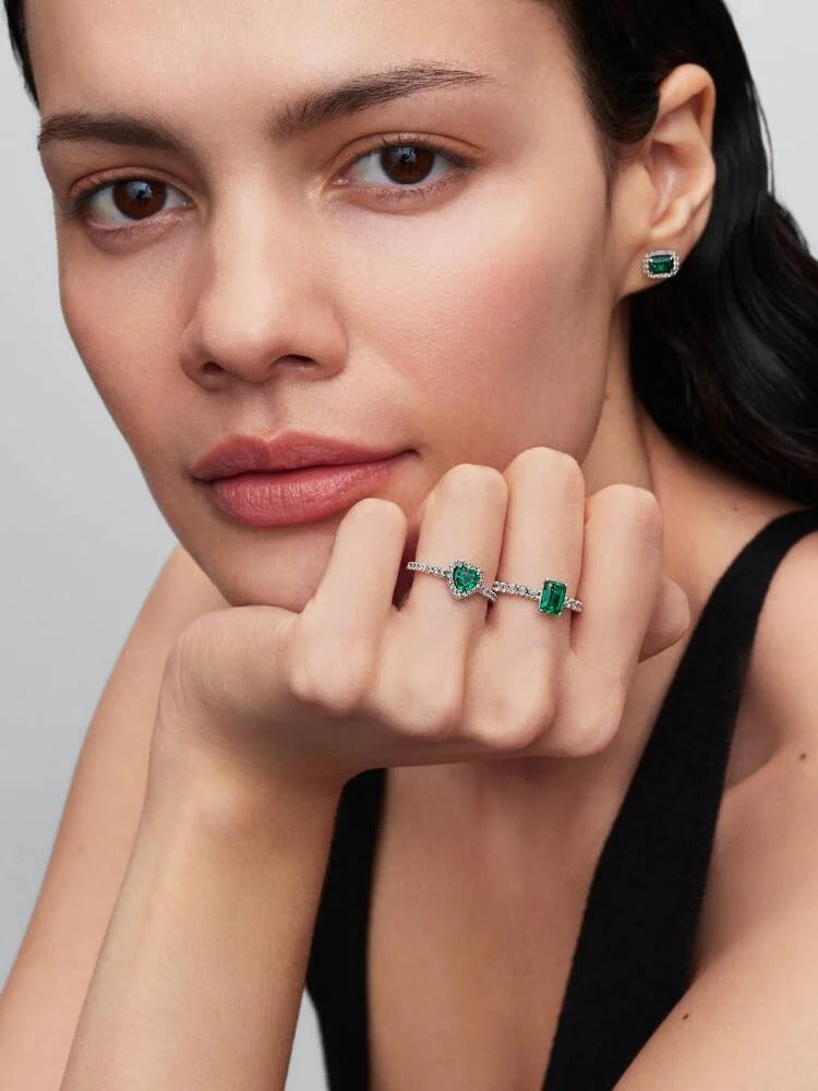 Pandora Sparkling Rectangular Stud Earrings