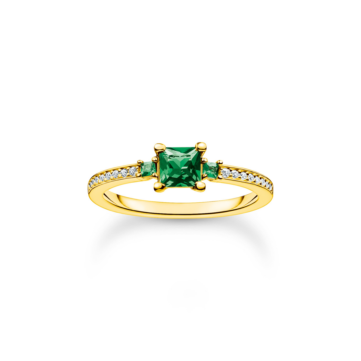 Thomas Sabo Ring with Green and White Stones Gold