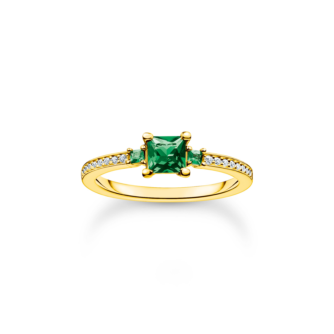 Thomas Sabo Ring with Green and White Stones Gold