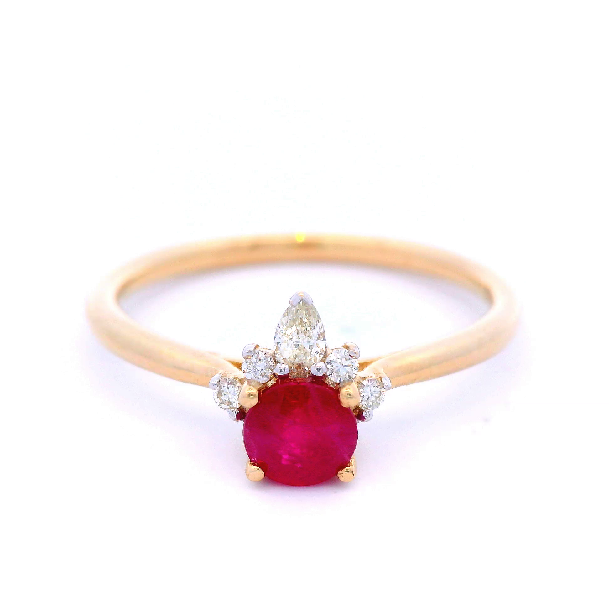 Ruby Round White Diamond in 9ct Yellow Gold