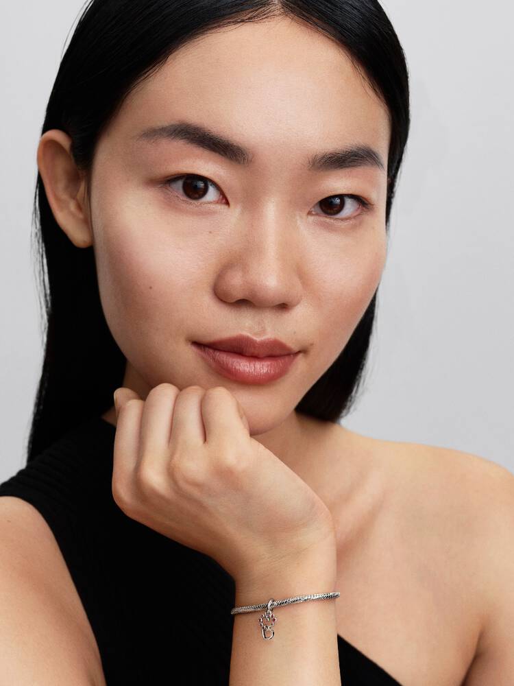 Pandora Connected Hearts & Red Stones Dangle Charm