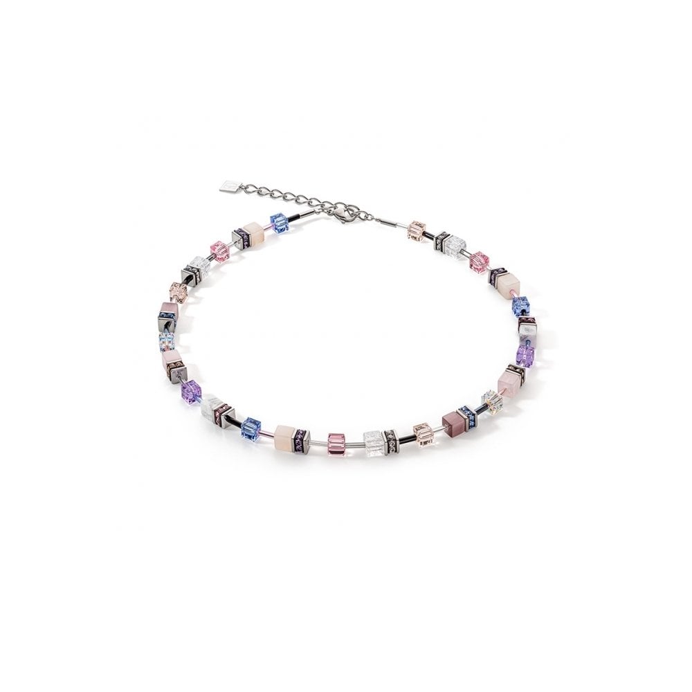 Coeur De Lion Geo Cube Iconic Precious Lilac Blue Necklace