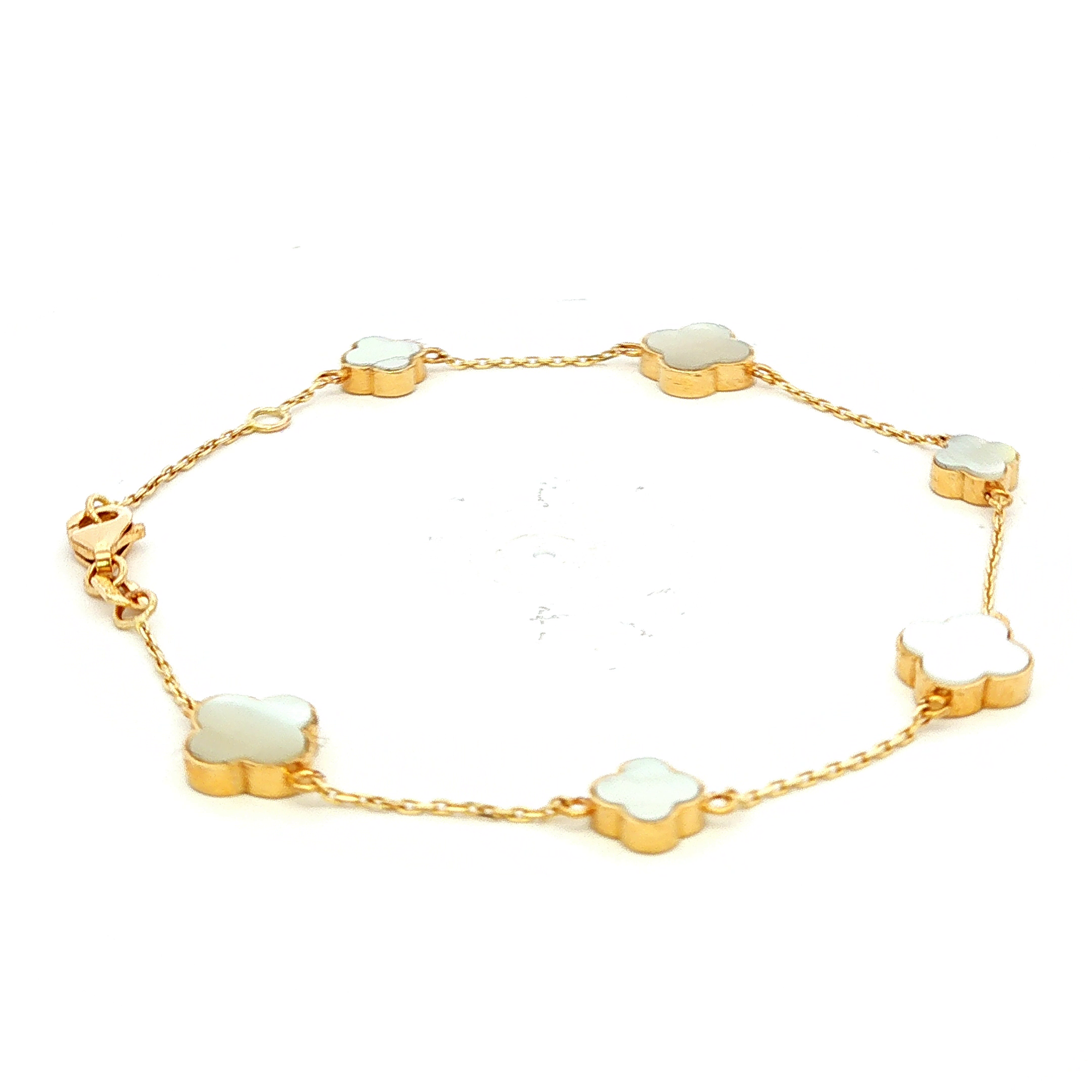 Alternating Chain with Mother of Pearl Clover Bracelet