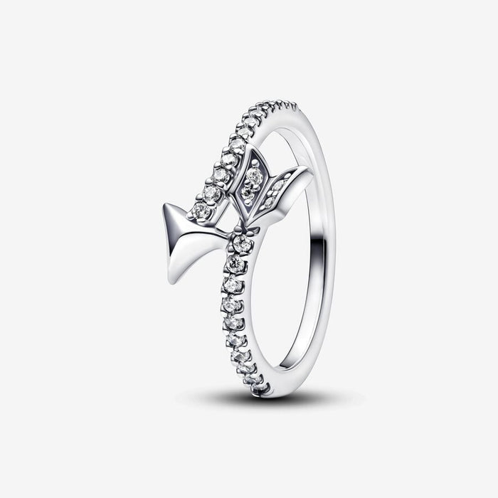 Arrow sterling silver ring with clear cubic zirconia