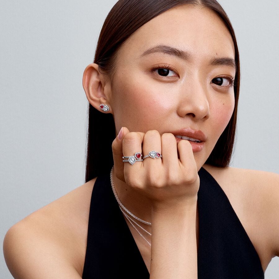 Pandora  Halo Hearts Ring