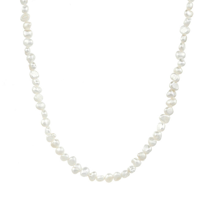 Freshwater flat baroque pearl necklace with sterling silver clasp and extension