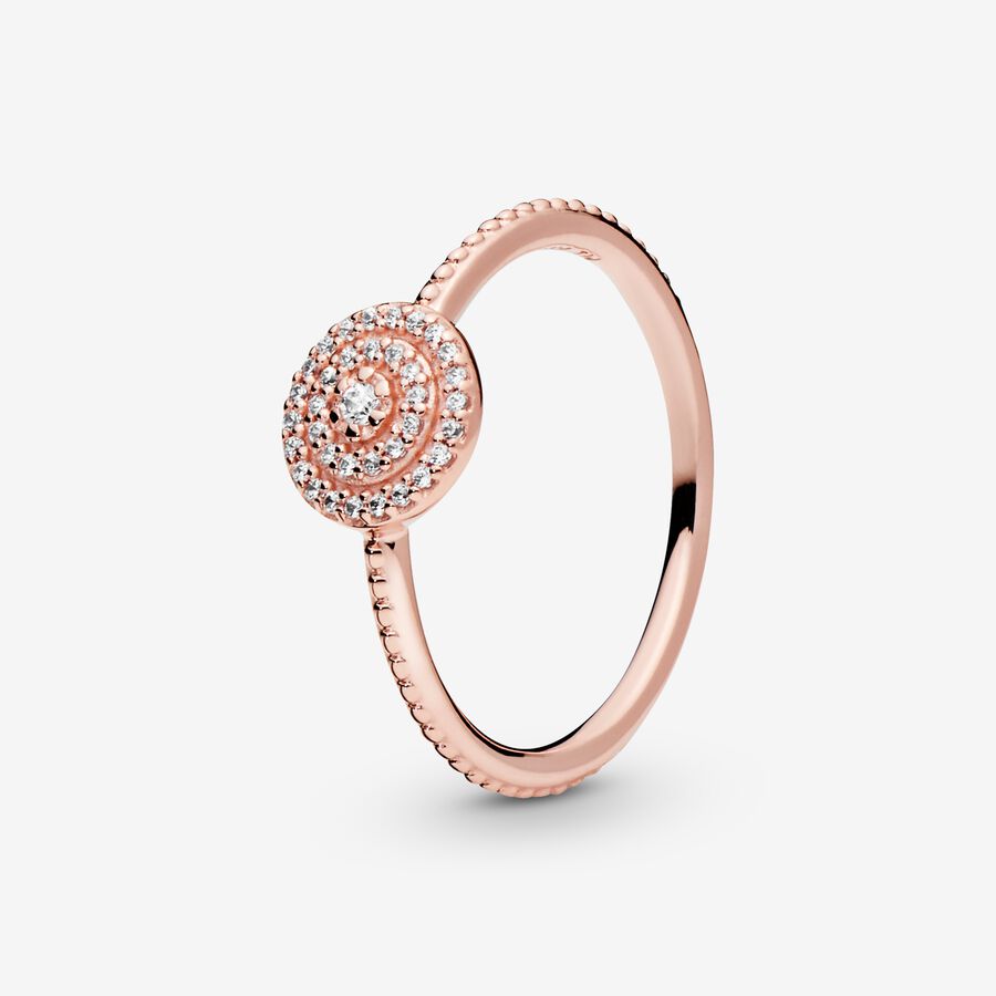 14k Rose gold-plated ring with clear cubic zirconia