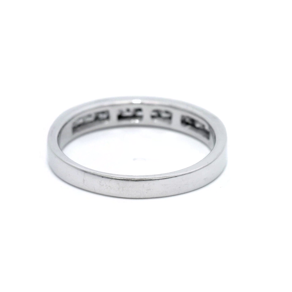 18CT W/G PRINCESS CUT CHANNEL SET DIA WEDDER TDW .50CT SZ M