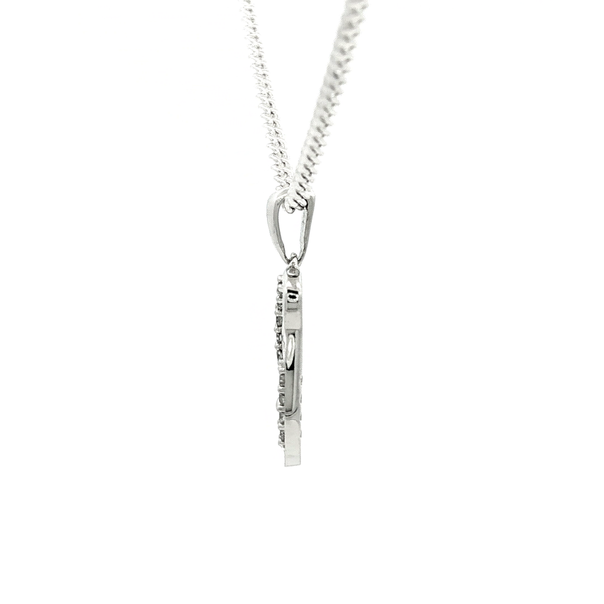 White Gold over Silver Diamond Initial 'H' Charm Necklace