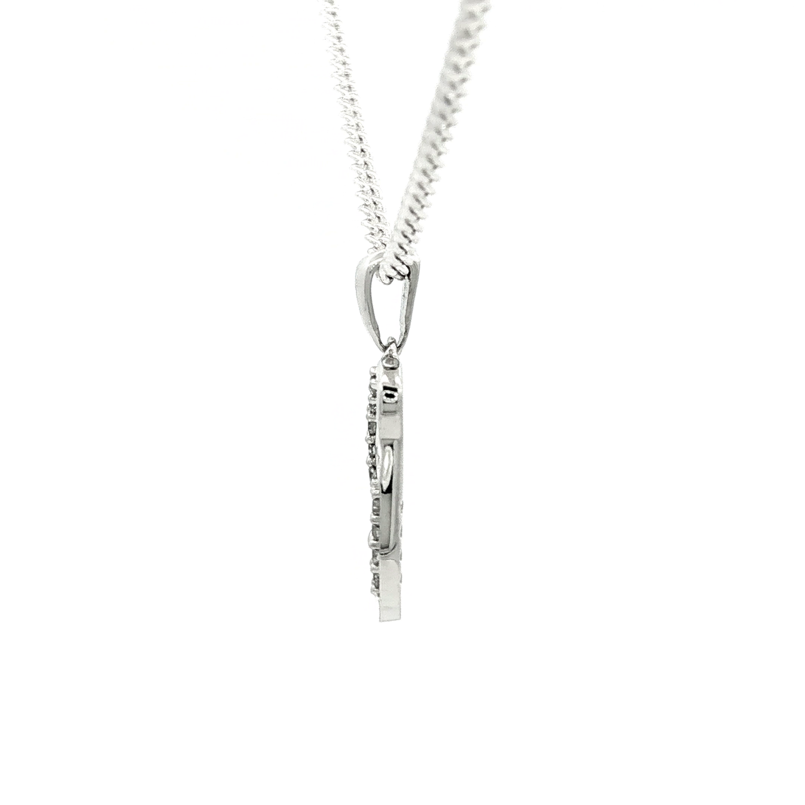 White Gold over Silver Diamond Initial 'H' Charm Necklace