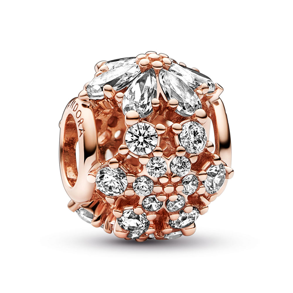 Herbarium cluster 14k rose gold-plated charm with clear cubic zirconia