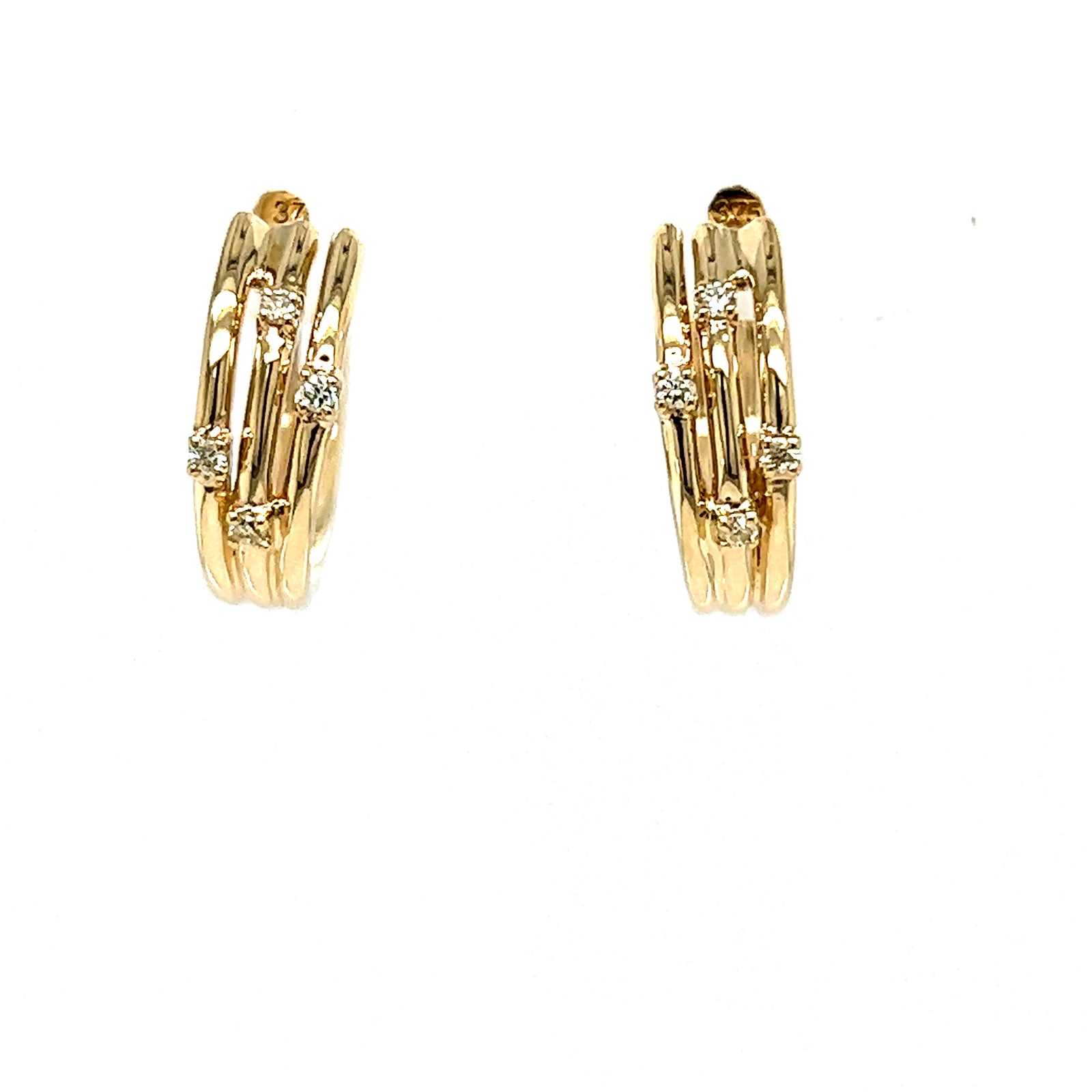 9 Carat Yellow Gold Huggie Diamond Earring
