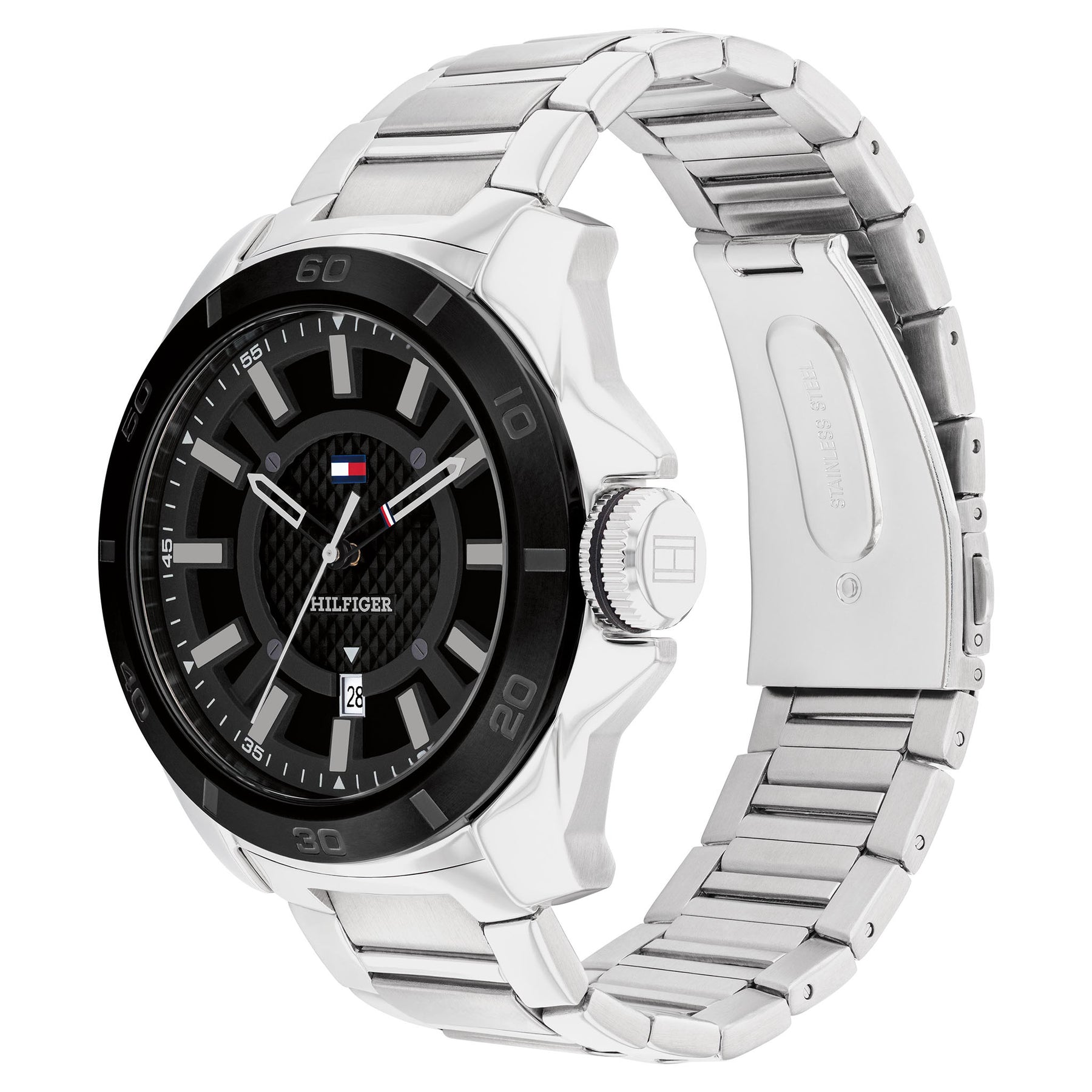 Tommy Hilfiger Silver Steel Black Dial Men's Watch