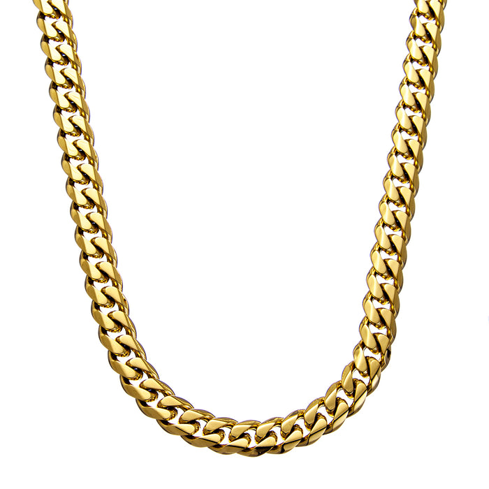 Blaze Stainless Steel 10mm Shiny 18K Gold Plated Cuban Link Chain