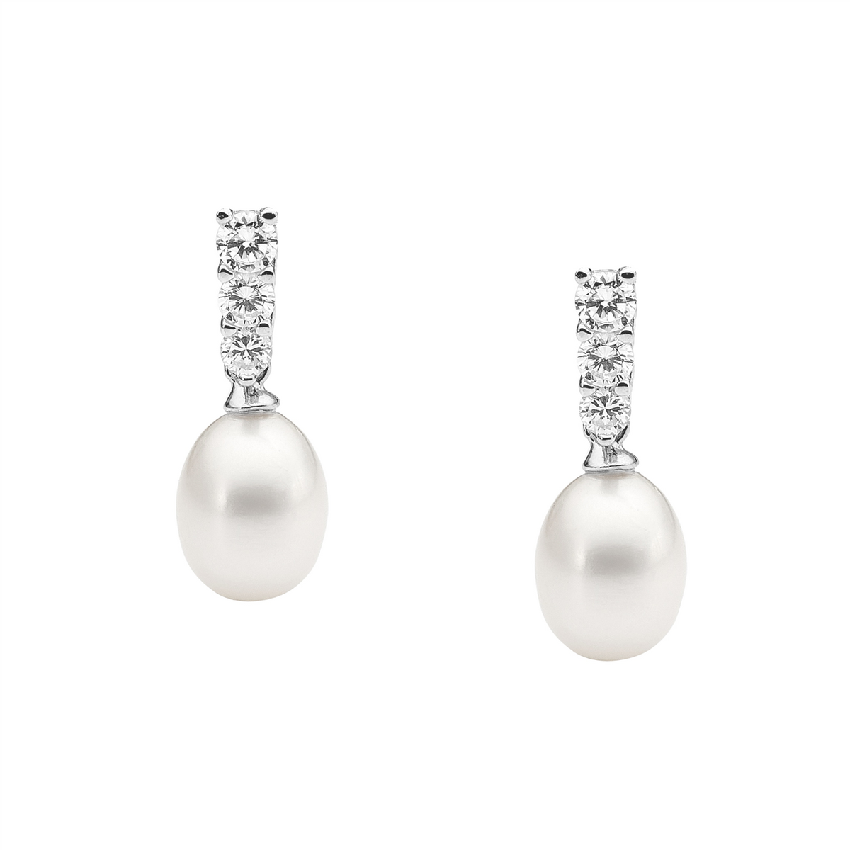 Ellani Pearl and Cubic Zirconia Drop Earrings