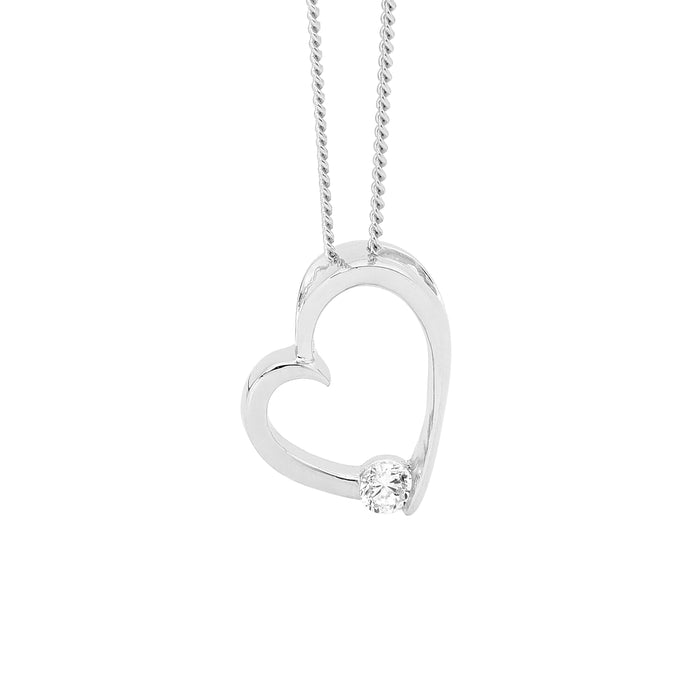 Ellani Sterling Silver Heart Pendant