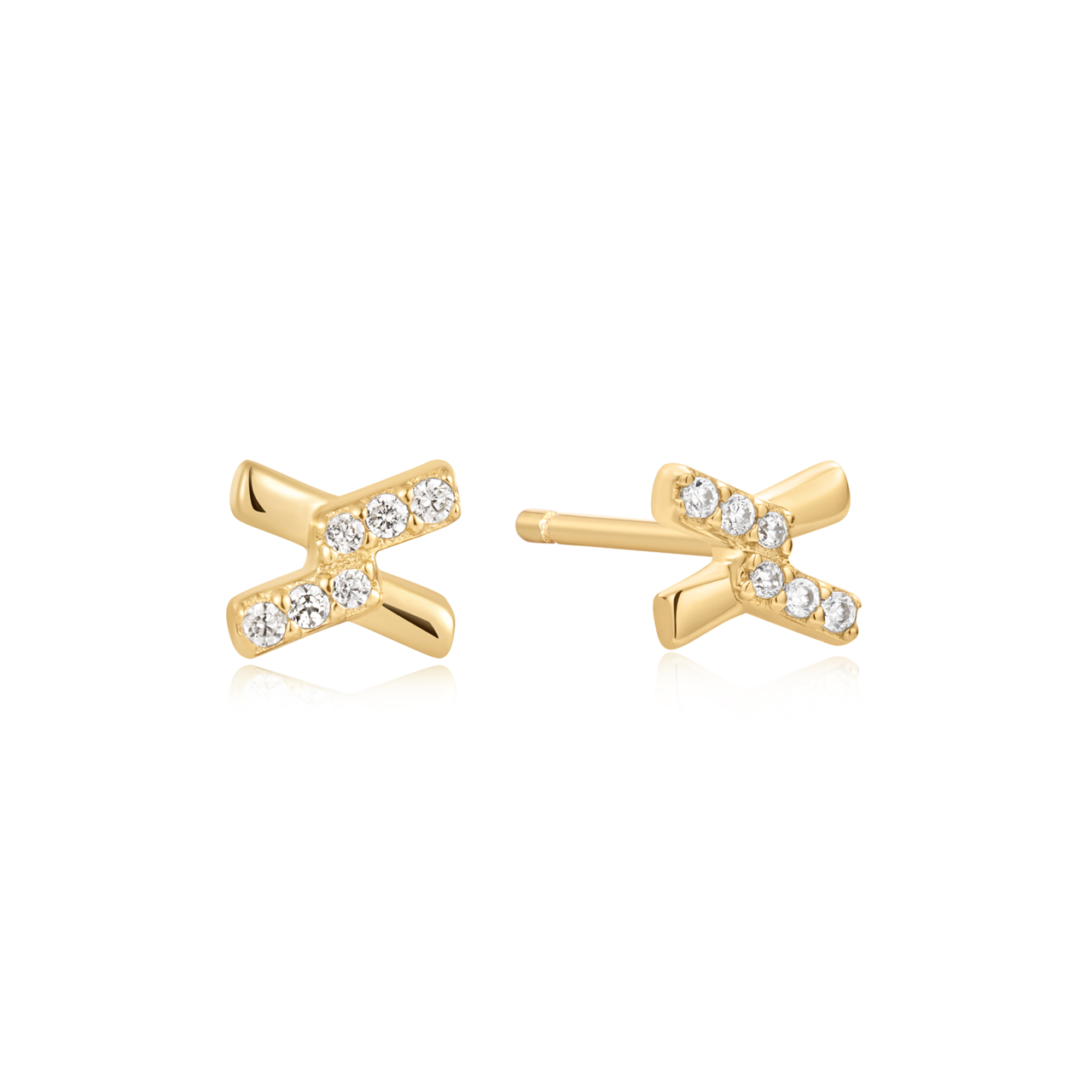 Anie Ahoie Gold Cross Cubic Zirconia Studs