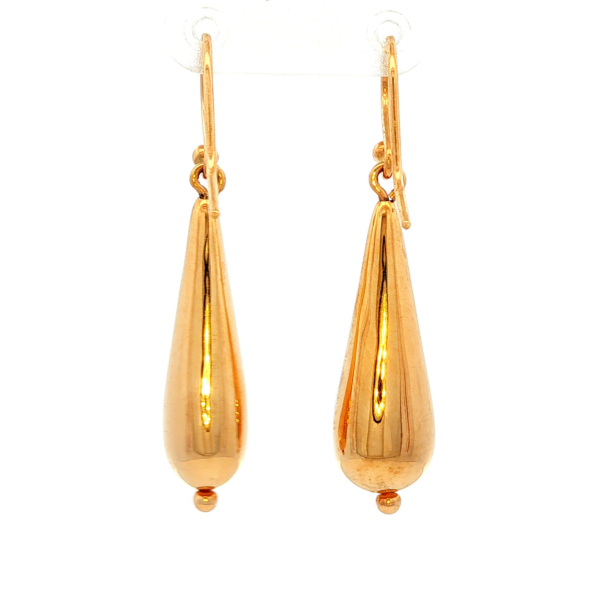 Long Dome Drop Earring in Yellow Gold