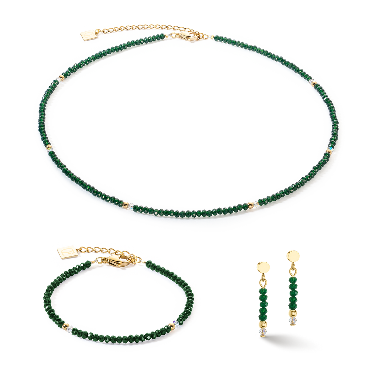 Earrings Little Twinkle Gold-Dark Green